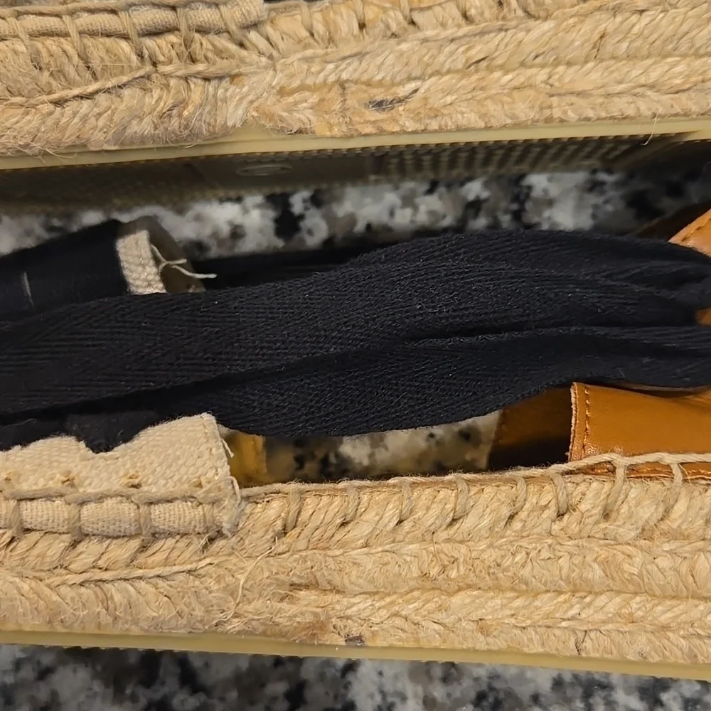 CORINA SLIP-ON STRAPPY TIE- BACK ESPADRILLES. SIZE EU 37.
